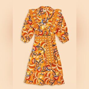 Farm Rio Yellow Palms Party Midi Dress XL